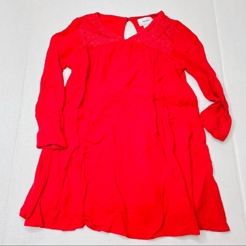OLD Navy Red Swing Dress with Crocheted Lace Detail